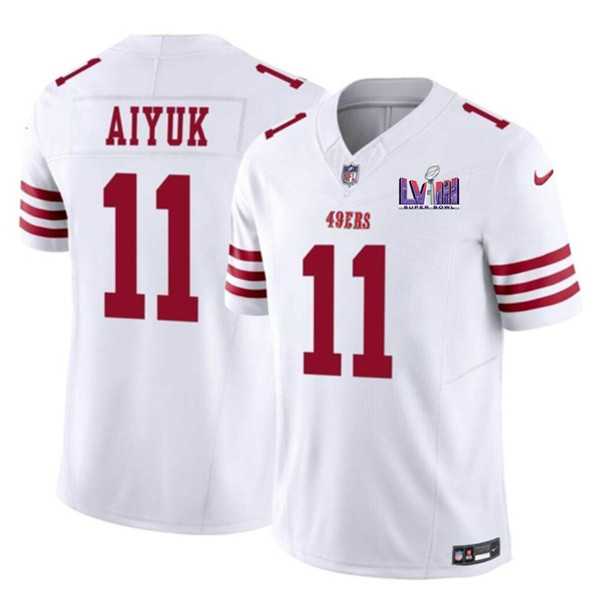 Men & Women & Youth San Francisco 49ers #11 Brandon Aiyuk White 2024 F.U.S.E. Super Bowl LVIII Patch Vapor Untouchable Limited Jersey